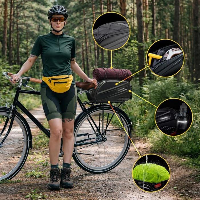 Wozinsky - Wozinsky Cykelbagageväska med Lång Rem och Expanderbara Sidofickor - Svart