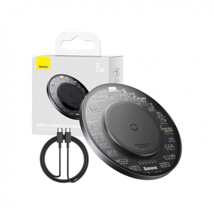 BASEUS - Baseus Induction Laddare Med USB-C Kabel - Svart
