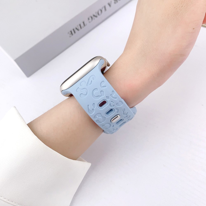 A-One Brand - Apple Watch (38/40/41mm) Armband Leopard Texture - Blå