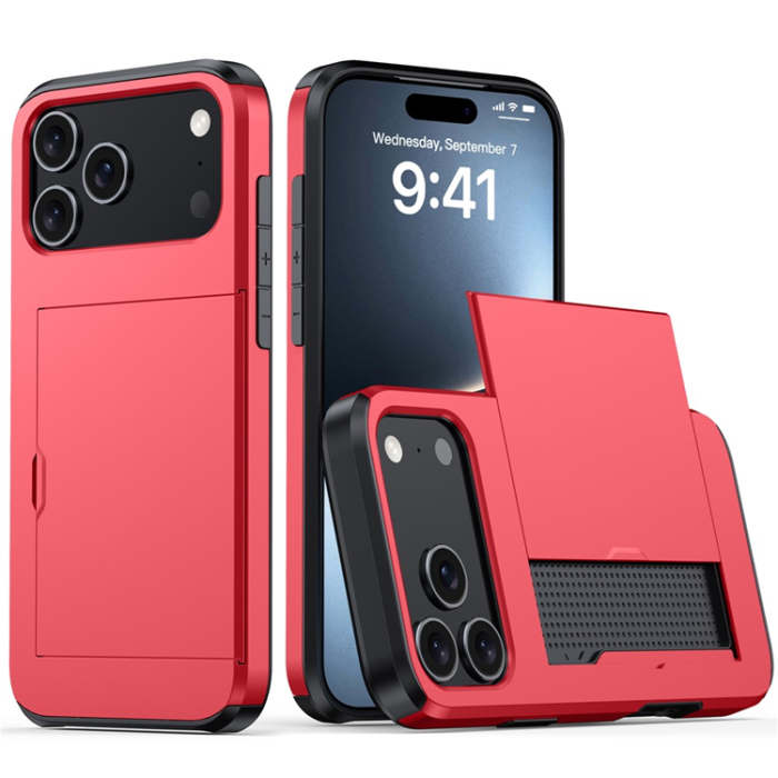 A-One Brand - iPhone 17 Pro Max Mobilskal korthållare - Röd