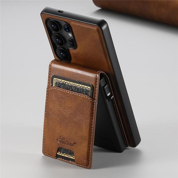 SUTENI - SUTENI Mobilskal för Galaxy S24 Ultra MagSafe Korthållare H19 - Brun