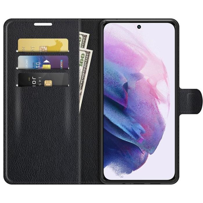 A-One Brand - Litchi Magnetic Fodral Galaxy S22 5G - Svart