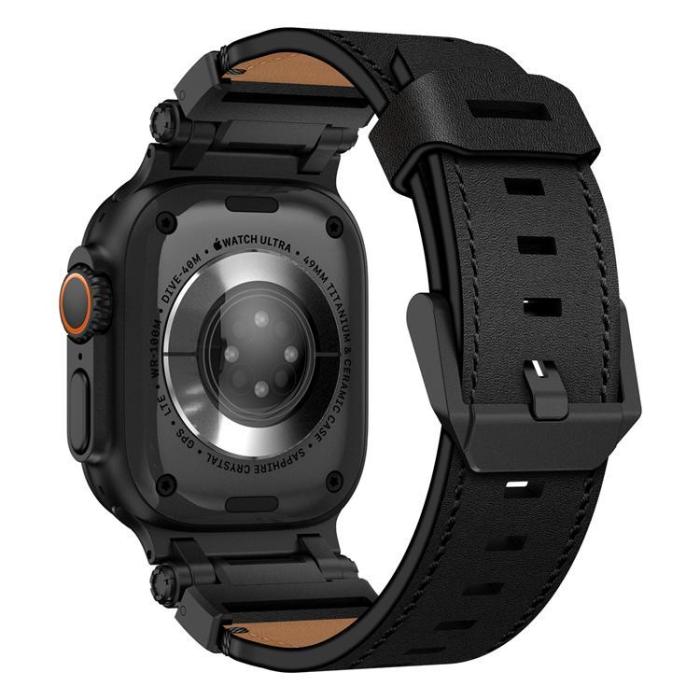 Boom of Sweden - Apple Watch Ultra 2 (49mm) Armband Svart Äkta Läder - Svart