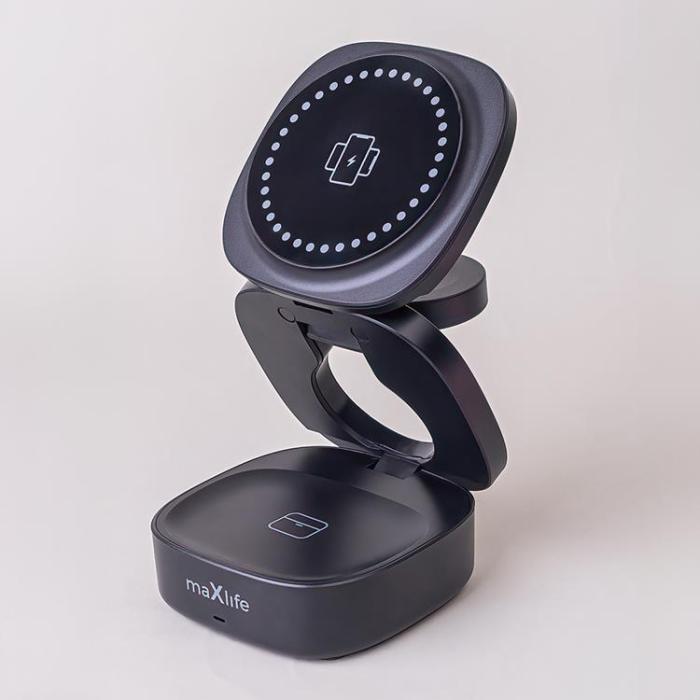 Maxlife - Maxlife 3-in-1 Trådlös Laddare Magnetisk 15W - Svart