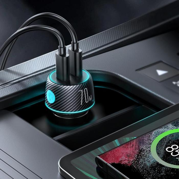 Joyroom - Joyroom Billaddare 2x USB-C 70W - Svart