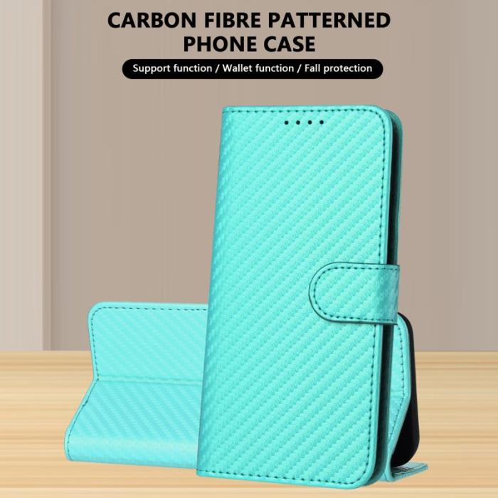 OEM - Samsung Galaxy S26 Pro Plånboksfodral Konstläder Carbonfiber - Ljusblå