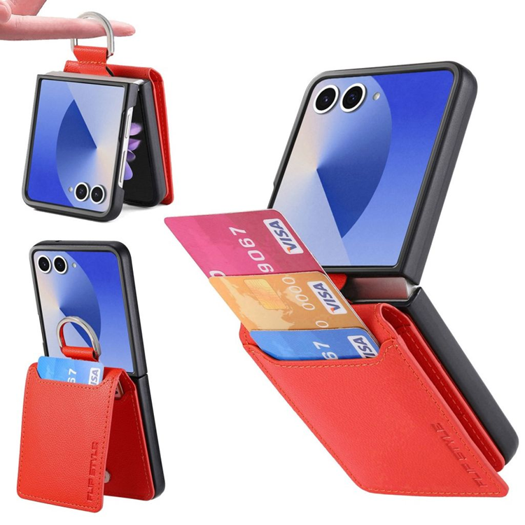 Galaxy Z Flip 7 Mobilskal Korthållare Kickstand - Orange | 2353 | AlltMobil