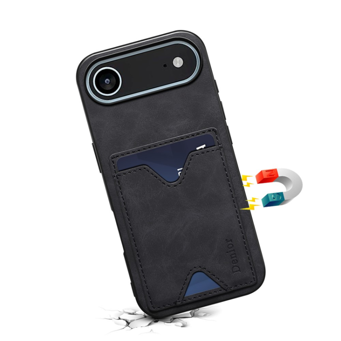 DENIOR - DENIOR iPhone Air Mobilskal Kickstand Korthållare - Svart