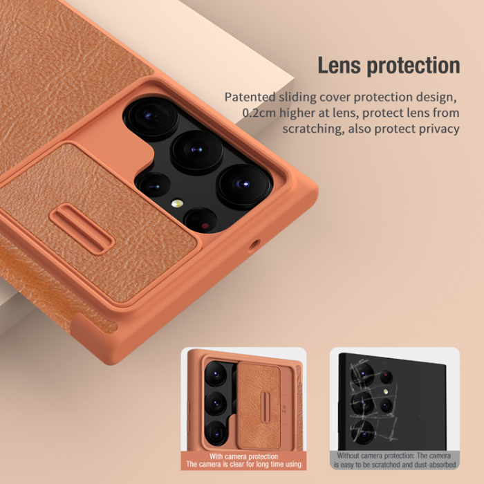 Nillkin - Nillkin Galaxy S23 Ultra Plånboksfodral Qin Pro - Brun