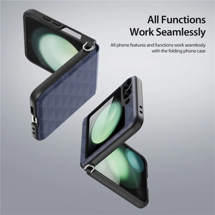 Dux Ducis - Dux Ducis Galaxy Z Flip 6 Mobilskal Fitt Rhombus Läder - Blå