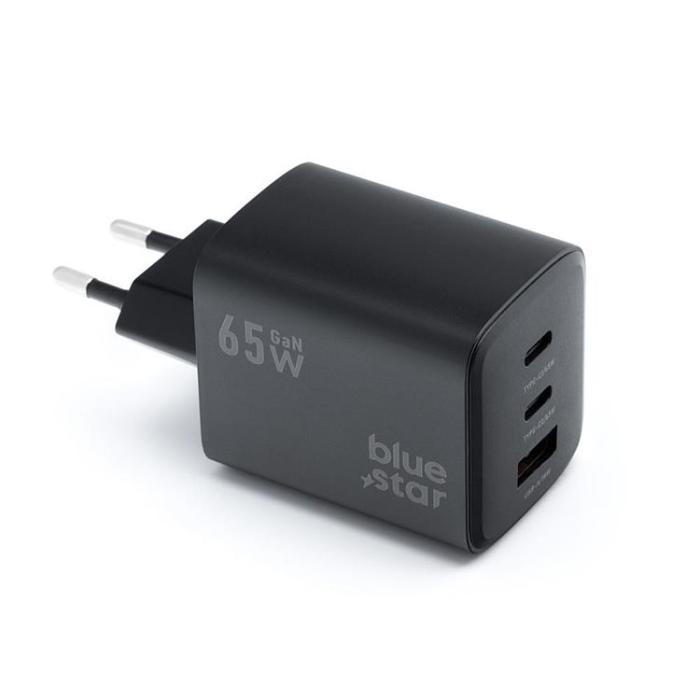 Blue Star - BLUE STAR Snabbladdare 65W 2x USB-C/USB-A PD QC GaN 4A Svart