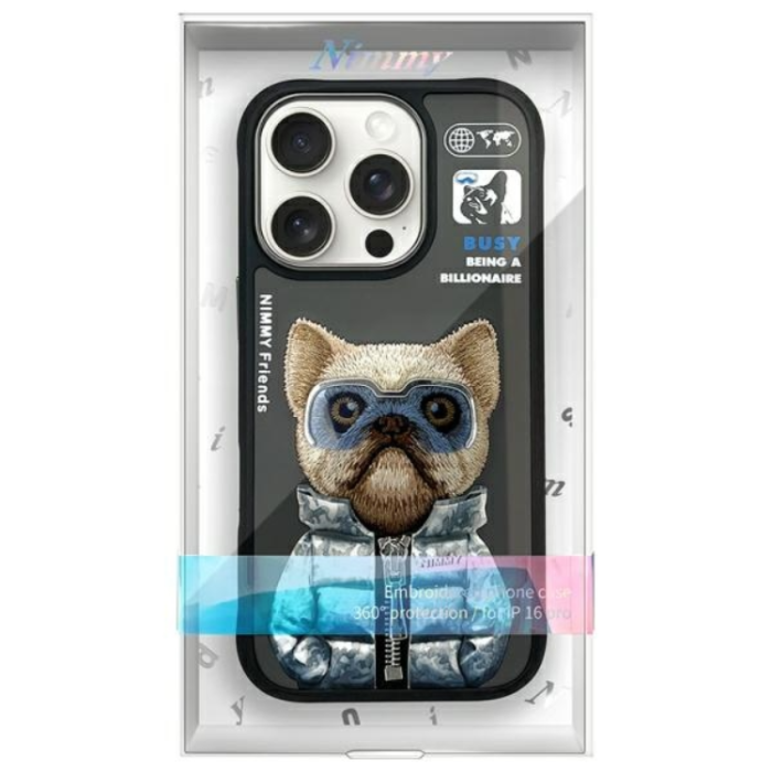 NIMMY - Nimmy iPhone 16 Pro Max Mobilskal Cool & Cute 2.0 Dog - Svart