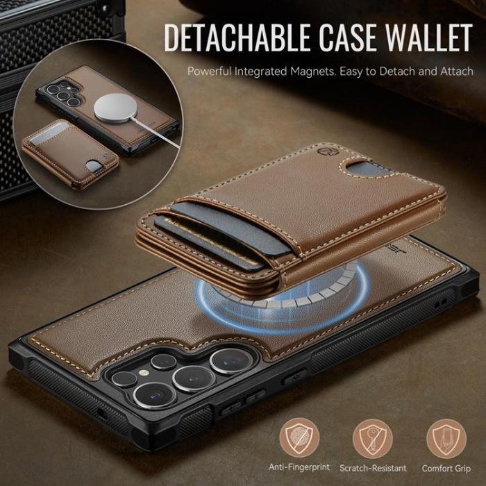 OEM - JEEHOOD Samsung Galaxy S23 Ultra Fodral KonstLäder - Brun