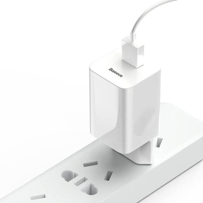 BASEUS - Baseus Adapter Väggladdare USB snabb laddning 3.0 QC 3.0 Vit
