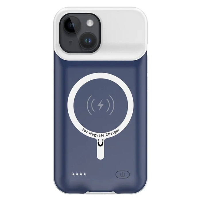 A-One Brand - iPhone 15 Plus Batteriskal Magsafe 8500mAh - Blå