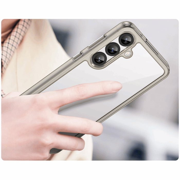 OEM - Galaxy S25 Mobilskal Outer Space med Ram - Transparent/Svart