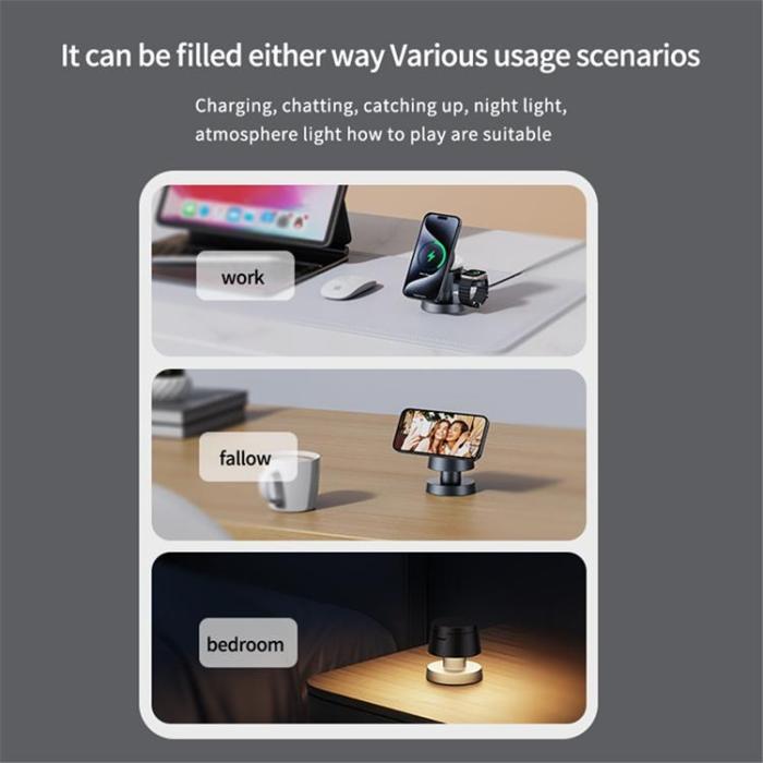 OEM - MagSafe Trådlös Laddare iPhone, Apple Watch, Airpods - X6 - Svart