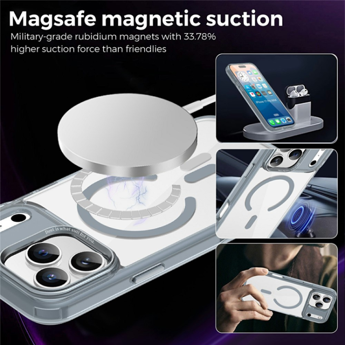 A-One Brand - iPhone 17 Pro Max Mobilskal MagSafe Transparent TPU+PC - Titangrå
