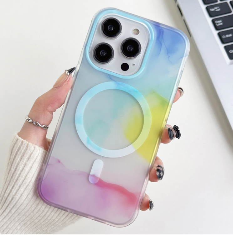 BOOM iPhone 14 Pro Max Mobilskal Magsafe Vattenfärg - Rainbow | 2353 | AlltMobil