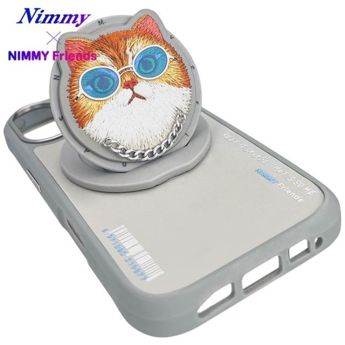 NIMMY - Nimmy iPhone 16 Mobilskal MagSafe Glasses Cool Cat - Grå