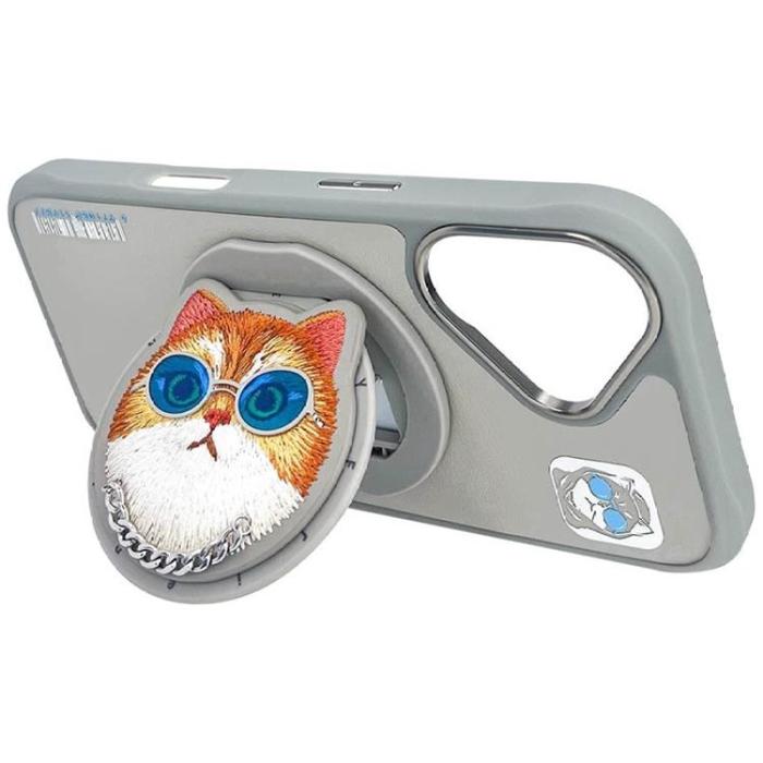 NIMMY - Nimmy iPhone 16 Mobilskal MagSafe Glasses Cool Cat - Grå