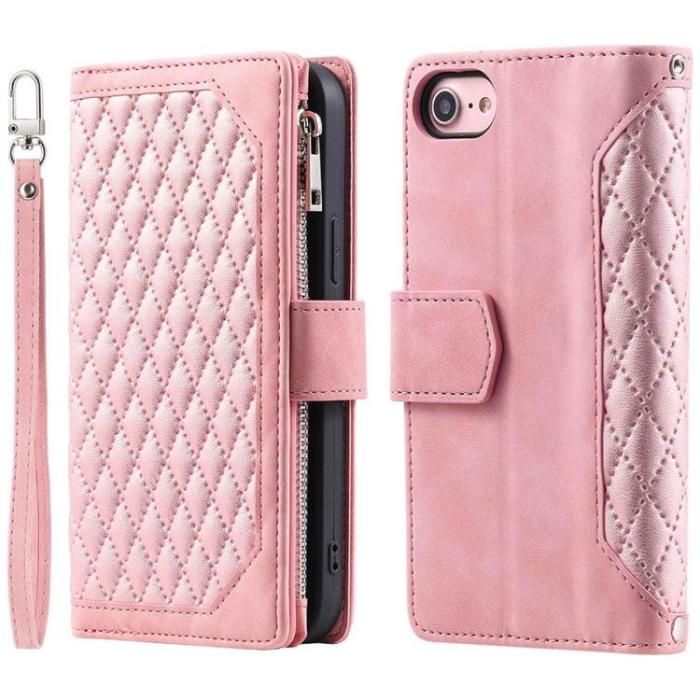 A-One Brand - iPhone 7/8/SE (2022/2020) Plånboksfodral Rhombus Grid - Rosa