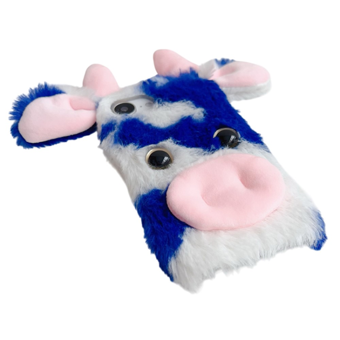 A-One Brand - iPhone 16e Mobilskal Fluffy Cute Cow Plush TPU - Rosa