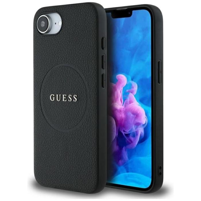 Guess - Guess iPhone 16e Mobilskal MagSafe Grained Ring - Svart