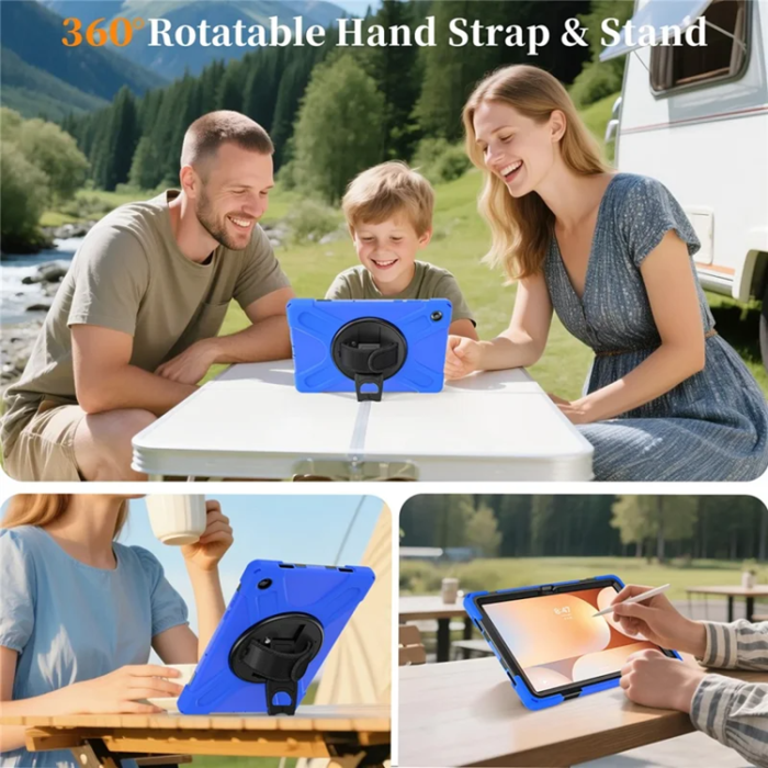 A-One Brand - Galaxy Tab A11 Plus Skal Kickstand Silikon Axelrem - Blå