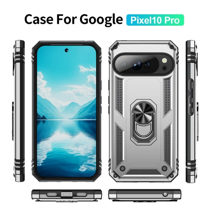 A-One Brand - Google Pixel 10/10 Pro Mobilskal Kickstativ - Silver
