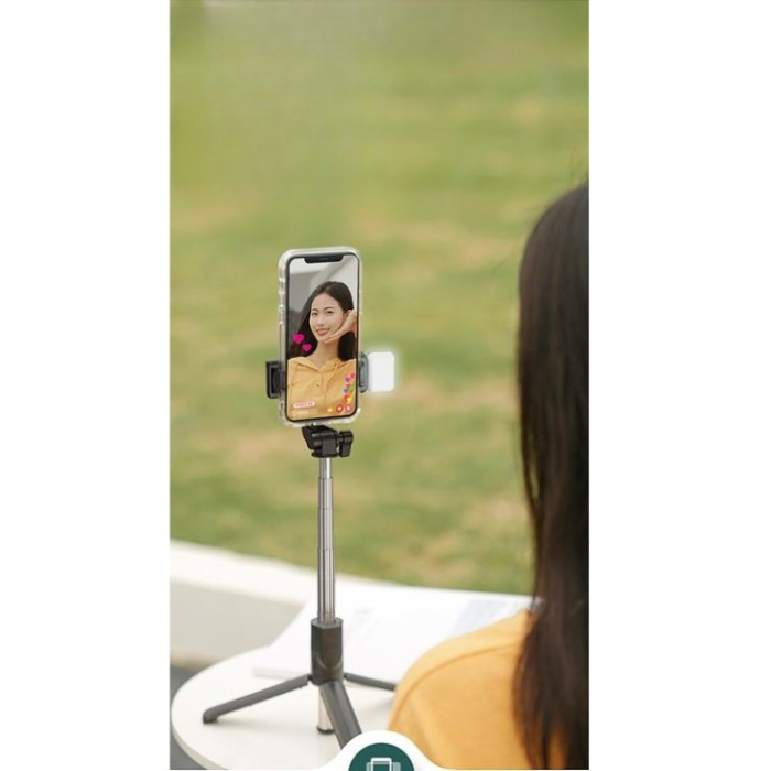 A-One Brand - Selfie Stick Folding Stand Bluetooth med Remote Control - Rosa