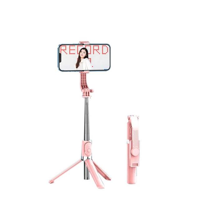A-One Brand - Selfie Stick Folding Stand Bluetooth med Remote Control - Rosa
