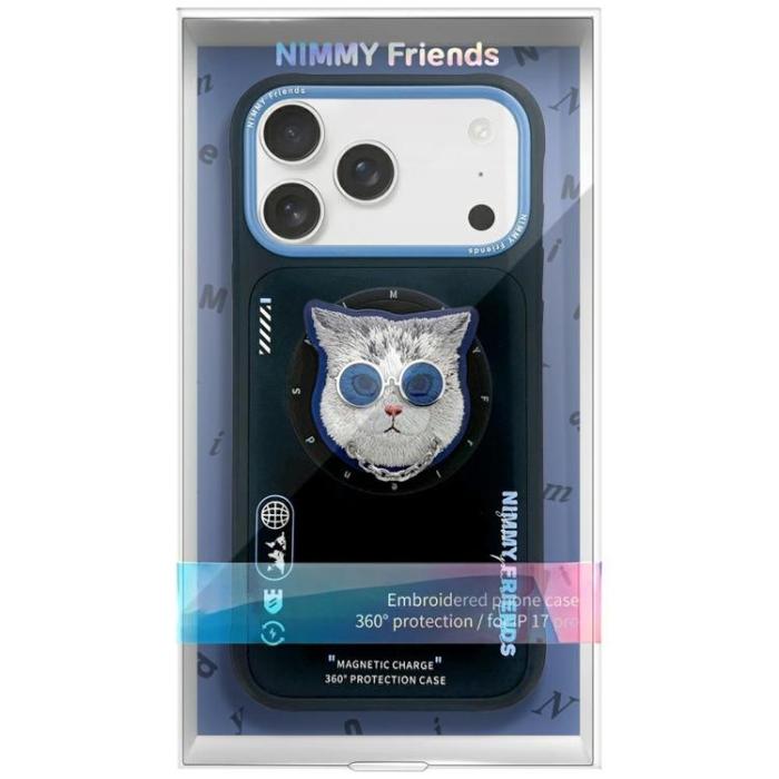NIMMY - Nimmy iPhone 17 Mobilskal MagSafe Glasses Cool Cat - Svart/Blå