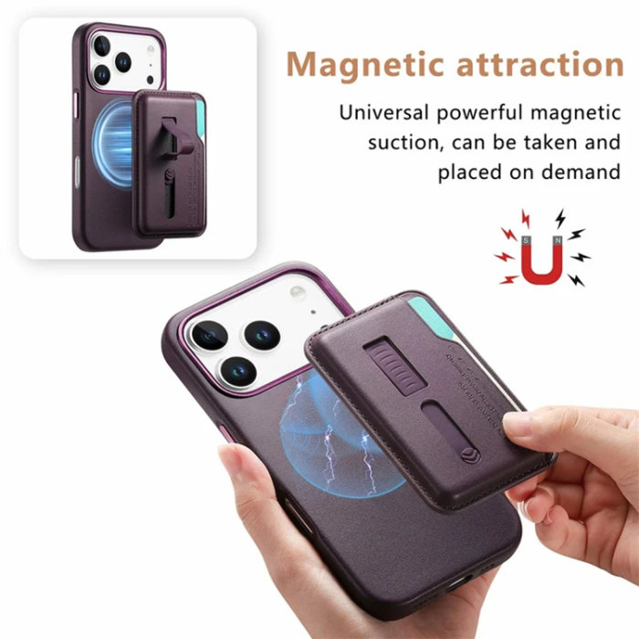 A-One Brand - Mobilskal till iPhone 17 Pro Max Magsafe Detachable korthållare - Lila