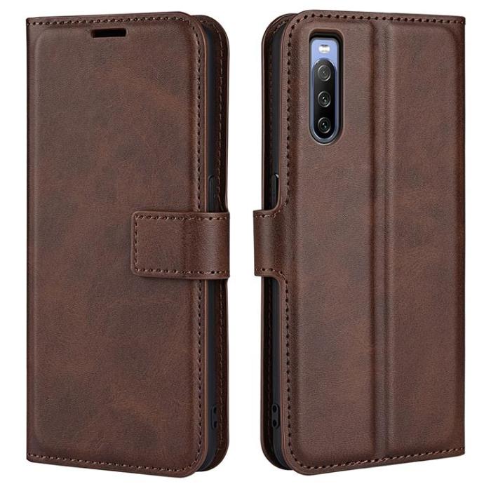 OEM - Sony Xperia 10 IV Plånboksfodral Flip Folio - Mörkbrun