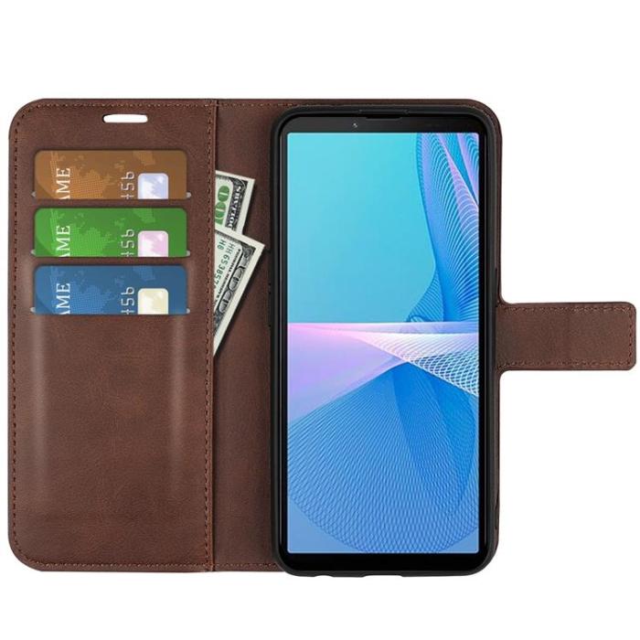 OEM - Sony Xperia 10 IV Plånboksfodral Flip Folio - Mörkbrun