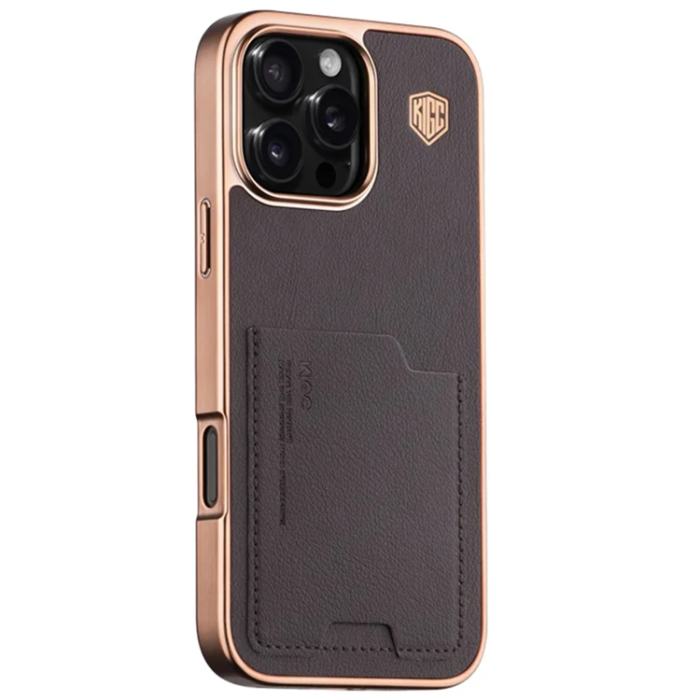KIGC - KIGC iPhone 16 Pro Mobilskal Korthållare Electroplating - Titanguld