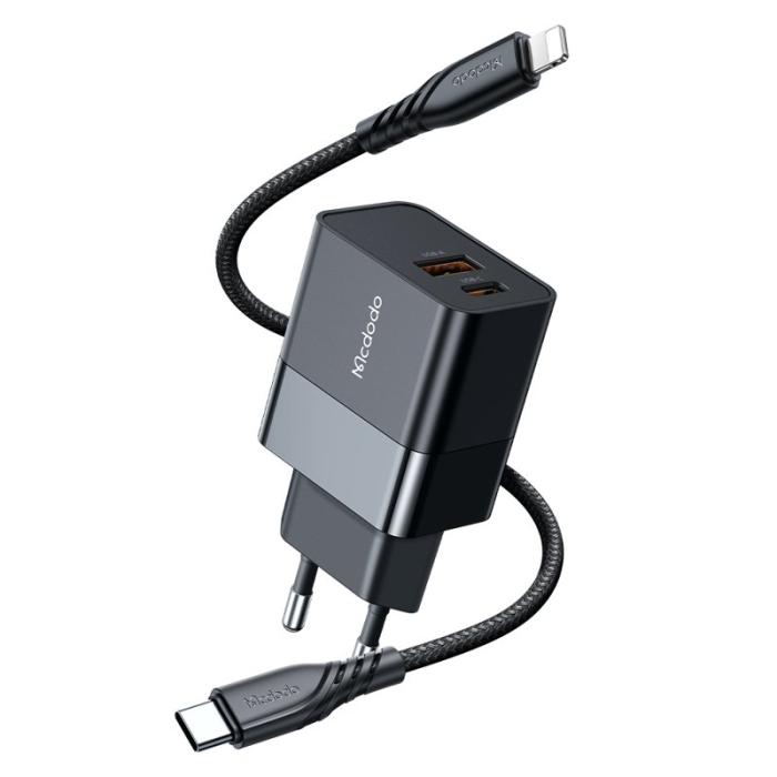 OEM - MCDODO MDD Hydrogen Series Snabbladdare 20W USB-A + Type-C - Svart