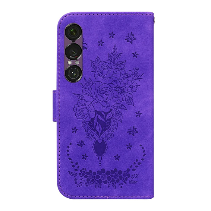 A-One Brand - Sony Xperia 1 VII Plånboksfodral Butterfly och Flower Pattern - Lila
