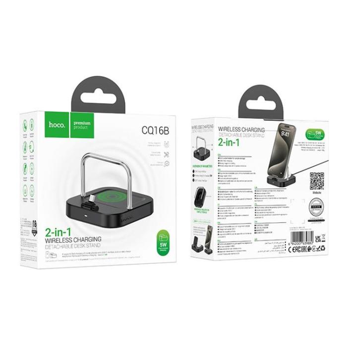 Hoco - Hoco 2in1 Trådlös Laddare 5W PD QC 3A 30W CQ16B - Svart