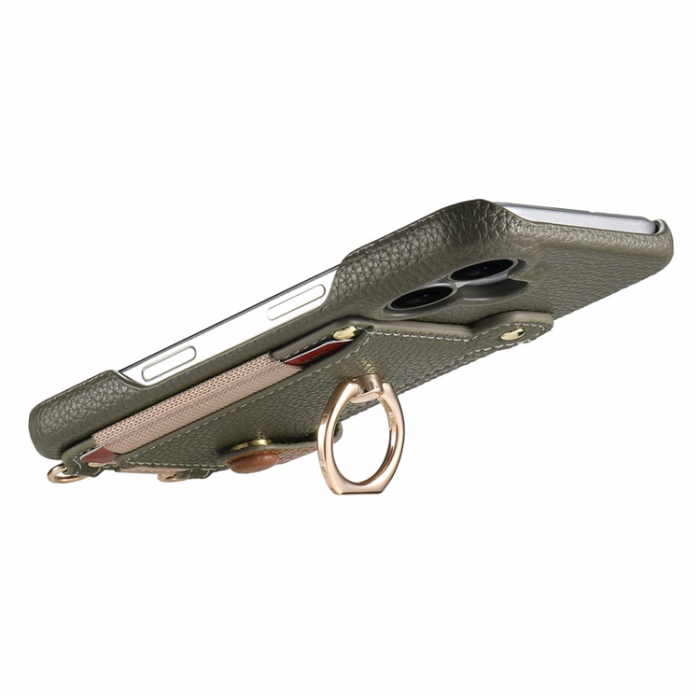 A-One Brand - iPhone 17 Pro Max Mobilskal med Korthållare Ring Kickstand - Grå