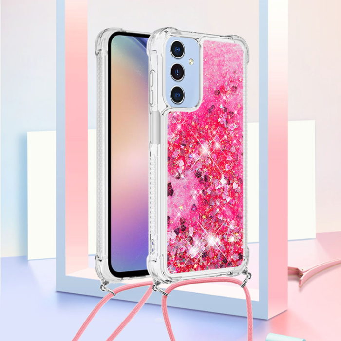 A-One Brand - Galaxy A17 / A26 Mobilskal med Snodd - Rosa / Hearts