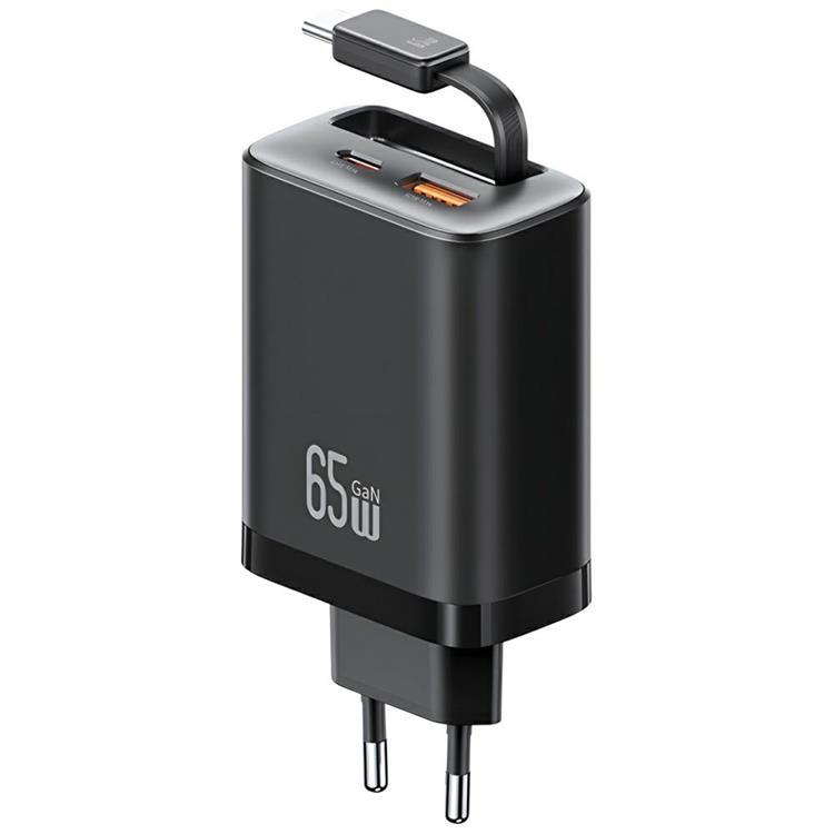 USAMS Snabbladdare 65W 1xUSB-C 1xUSB-A Med USB-C Kabel | 505295 | AlltMobil