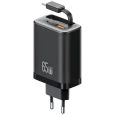 USAMS - USAMS Snabbladdare 65W 1xUSB-C 1xUSB-A Med USB-C Kabel