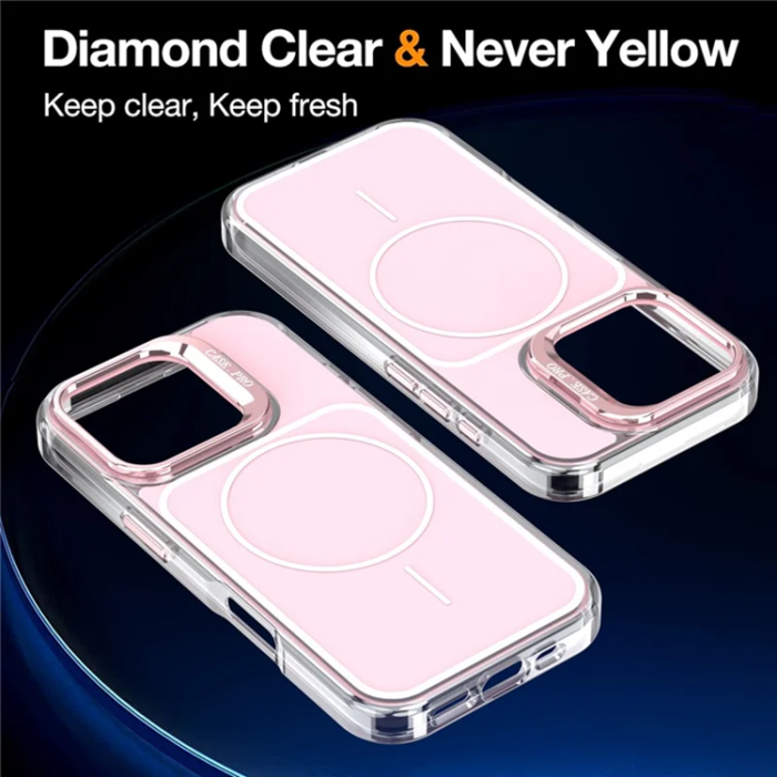 A-One Brand - iPhone 16 Pro Max Mobilskal MagSafe Lens Kickstand med Handrem - Rosa