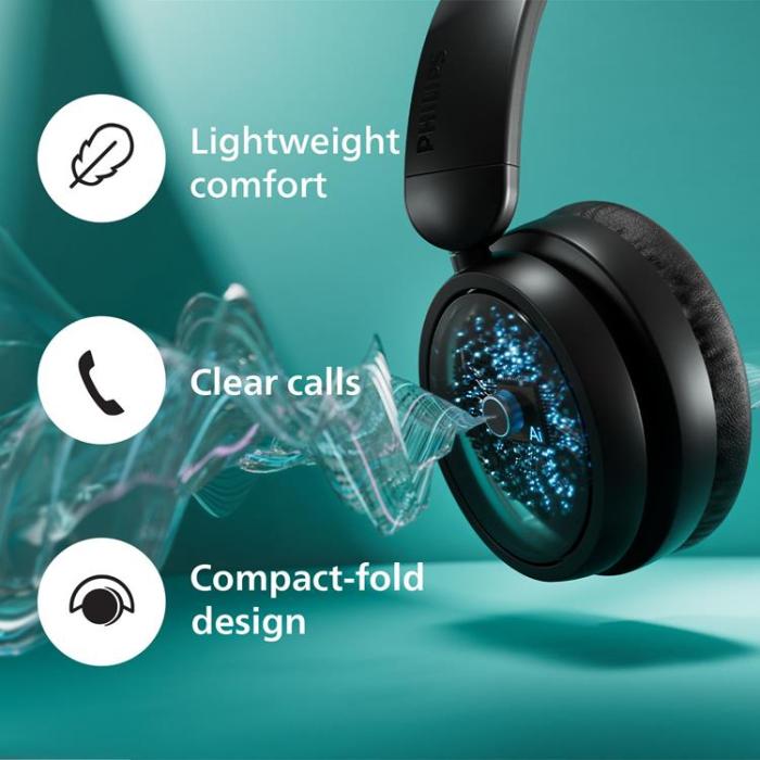 Philips - PHILIPS Trådlösa On-Ear Hörlurar,65h Speltid - Svart