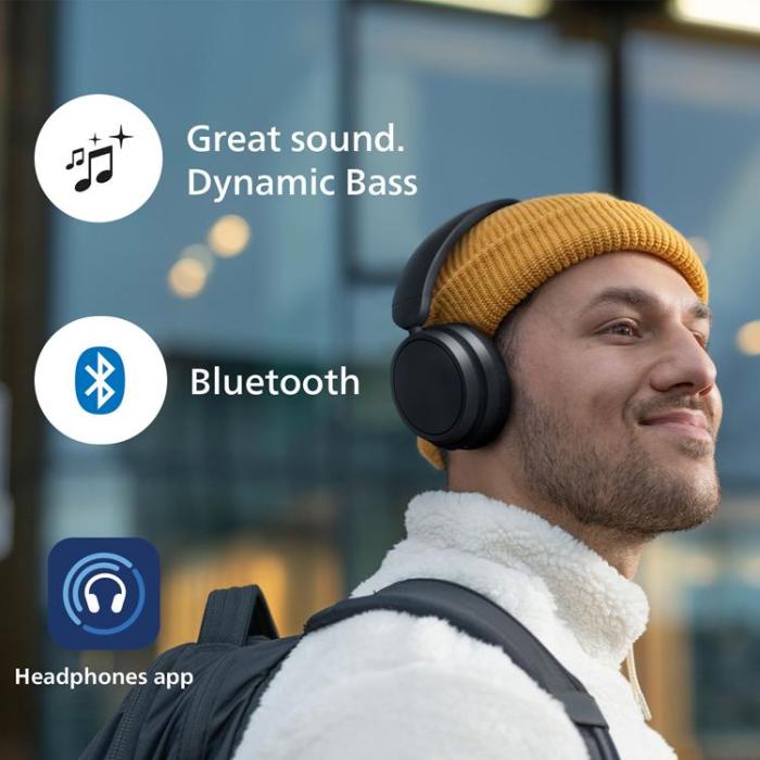 Philips - PHILIPS Trådlösa On-Ear Hörlurar,65h Speltid - Svart