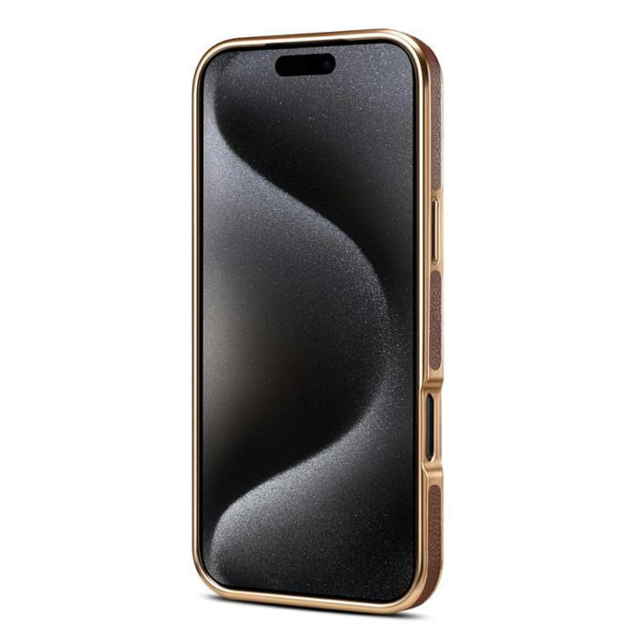 DENIOR - DENIOR Mobilskal till iPhone 17 Pro Äkta Läder PC + TPU Elektropläterad Röd