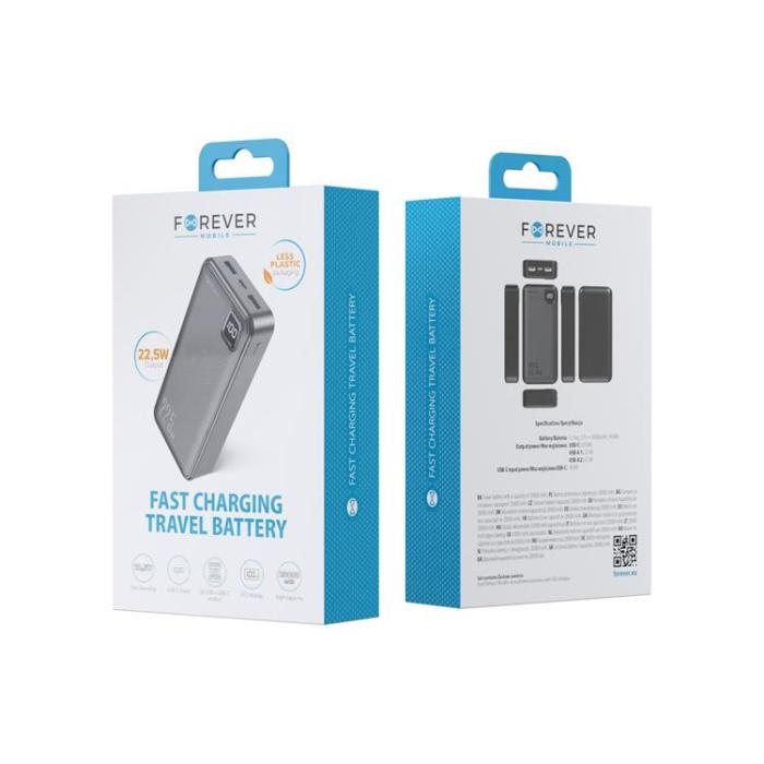 Forever - Forever Powerbank 20000mAh 22.5W PD QC - Svart