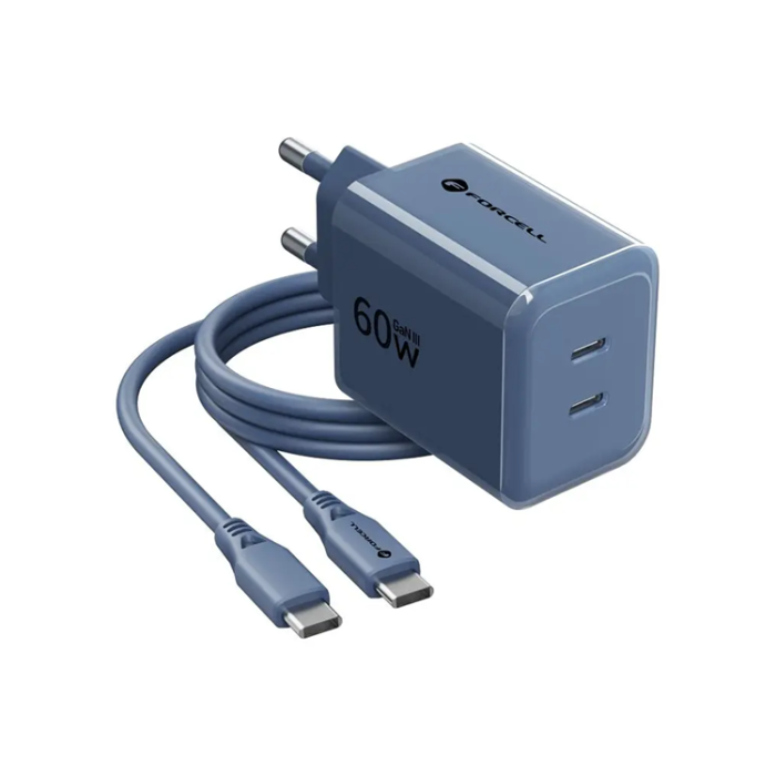 Forcell - Forcell Snabbladdare 60W Med Kabel USB-C F-Energy GaN III Crystal